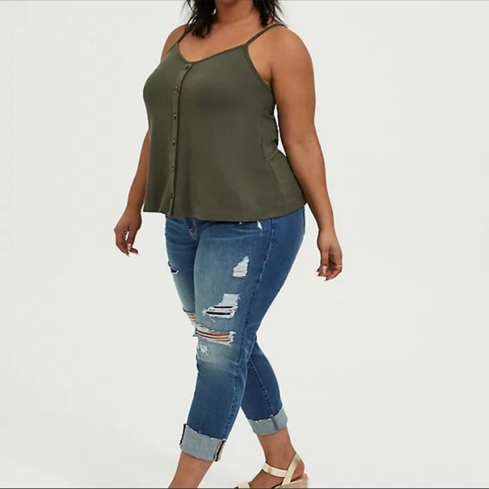 NWT Torrid Green Button Front Strappy Tank Top